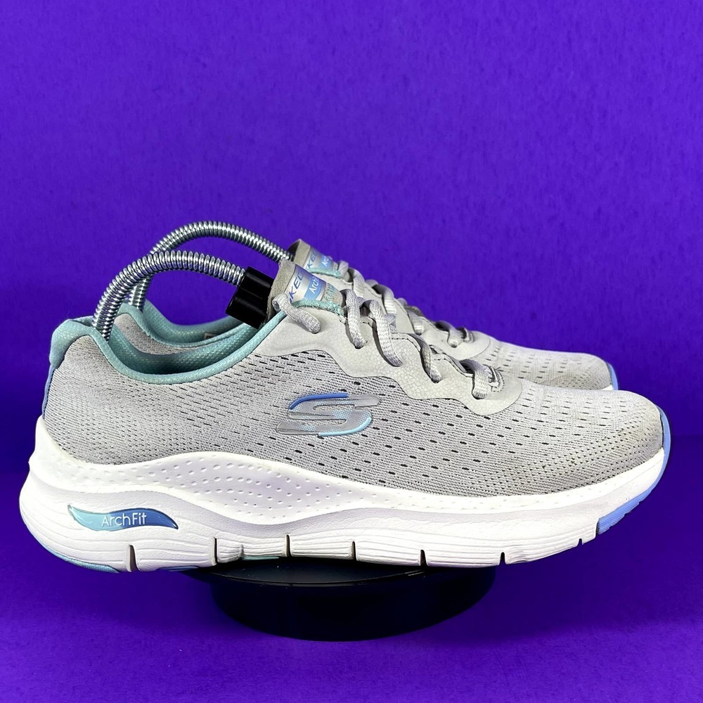 Skechers Gray and Blue Athletic Shoes